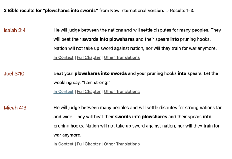swords into plowshares